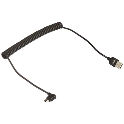Image of System S Mini USB Data Cable Charging Stretchy Spiral with 90 Angled Connector Degree 50 135 cm