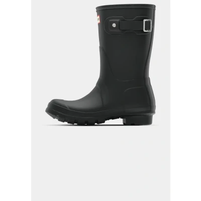 Image of Hunter Original Womens Short BOOT Vegan Wellies, Women&#039;s, Size: 8, Black Natural rubber