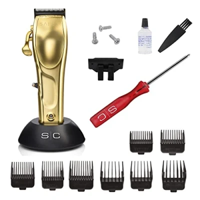 Image of Professional Hair Clippers for Men Stylecraft Saber, Trimmer with Brushless Motor, 45mm Adjustable Blade Zero Gap, 6 Hours Cordless Running Time, 8 Combs, Taper Bracket, Metal Body