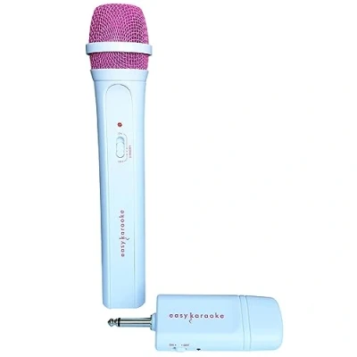 Image of Easy Karaoke EKS 717P Wireless Microphone For Singing VHF Cordless Handheld Dynamic Mic, 20m Coverage, Wide Frequency (100Hz to 14KHz) Speech Wedding and Outdoor Activity Pink/White