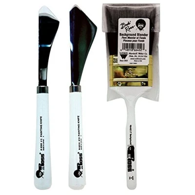 Image of Bob Ross Painting Supplies Knife Set with Background Blender Brush Kit