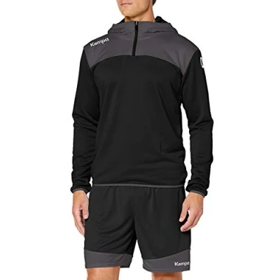 Image of Kempa Emotion 2.0 Quarter Zip Hoody Men&#039;s Black/Anthra, XXX Large