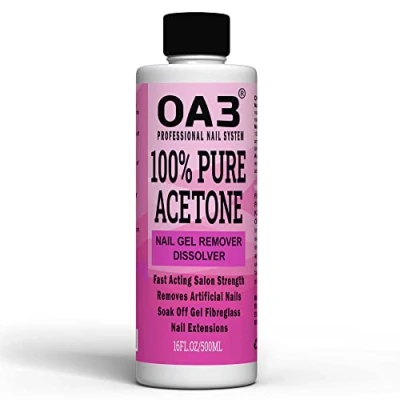 Image of Pure Acetone Acrylic, Nail Polish, Tip, Remover for UV/LED Gel Soak Off (500ML)