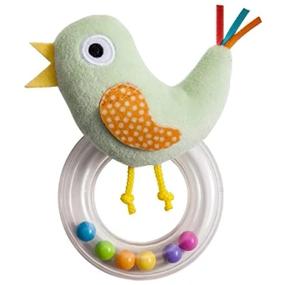 Image of Taf Toys Cheeky Chick Newborn Baby Rattle. Soft Plush Toddler Sensory Ring Rattle With Ribbons. Easy To Grab. Colourful Beads. Suitable for Boys &amp; Girls from Birth