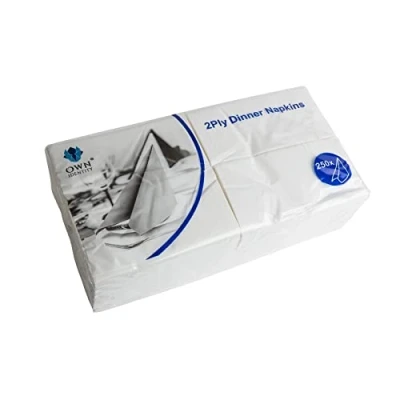 Image of We Can Source It Ltd Paper Napkin Serviettes/Tissues Soft 2 Ply 40cm Dinner 8 Fold (Rectangular) White 500 Napkins (2Pack)