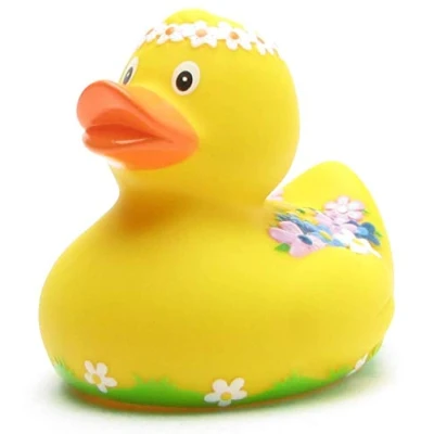 Image of Duckshop Bath Duck Flower Design I Squeaky L 8 cm Includes Keyring in Set