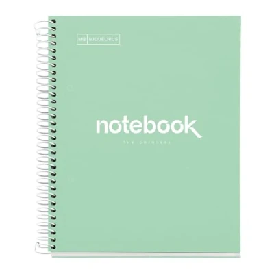 Image of MIQUELRIUS Notebook A5 dots 1 Coloured Strip, 80 Sheets Lined with (dots), 90 g Micro Perforated Paper 2 Rings for Rings, Cardboard Cover, Colour Mint