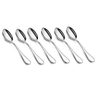 Image of HornTide 6 Piece Tea Spoon Set Dessert Coffee Flatware Stainless Steel Mirror Polishing 5.5 Inch 14cm