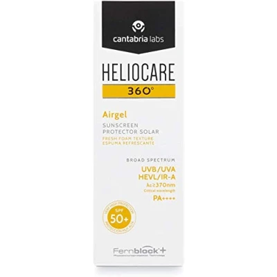 Image of Heliocare 360 Airgel SPF50+ 60ml Mousse Sunscreen for Face &amp; Neck UVA UVB Visible Light Infrared A Anti Ageing Sun Protection Suits All Skin Types Matte Finish Supercharged with Antioxidants