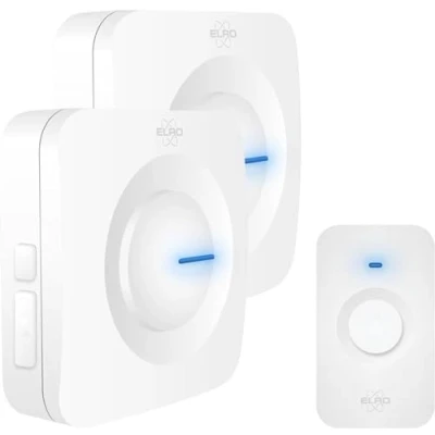 Image of ELRO DB3000 2X Portable Receiver with Battery Waterproof, 300m Range, 64 Melodies White, DB3000W, Mit Batterien