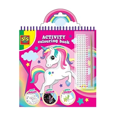 Image of SES Creative 00117 Activity Colouring Book Glitter 3 in 1