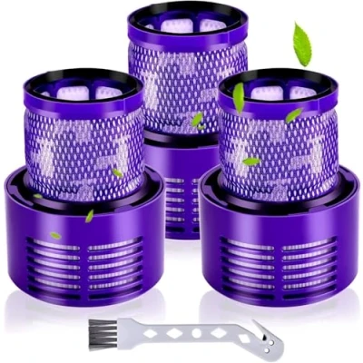 Image of Rebirthcare 3 Pack V10 Filter for Dyson Animal Absolute Total Clean Cyclone SV12 Cordless Vacuum Replacement Filters Parts Spares Washable, Replace Part # 969082 01 &amp; 96908201