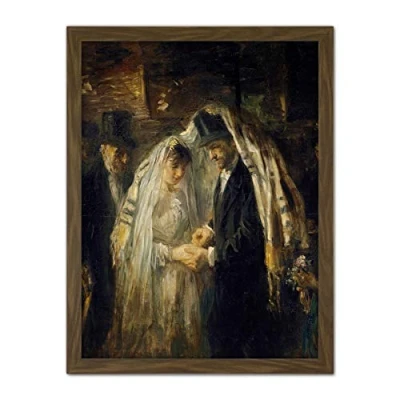 Image of Artery8 Jozef Israels Jewish Wedding Celebration Painting Artwork Framed Wall Art Print 18X24 Inch