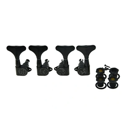 Image of KAISH Black 2+2 Sealed Bass Tuners 2L2R Tuning Keys Pegs 4 String Guitar Machine Heads