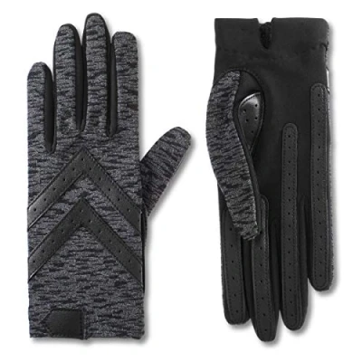 Image of isotoner Women&#039;s Spandex Shortie Touchscreen Gloves Cold Weather, Black Animal Print, X Large