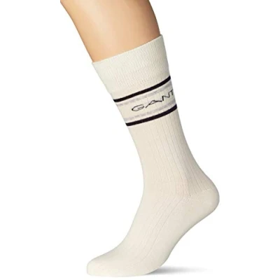 Image of GANT Men&#039;s 1 Pack D1 Logo Stripe Socks, Pack, Eggshell, Einheitsgröße