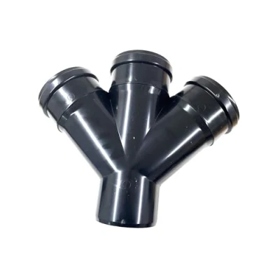 Image of 110MM Black Soil Pipe and Ring Seal Fittings Push Fit Double Socket Y Branch Tee