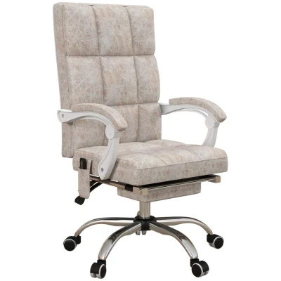 Image of Vinsetto Massage Office Chair, Ergonomic Desk Comfy Work Study Chair with Heat, Padded Seat, 135 Reclining Back and Footrest for Home Office, Beige