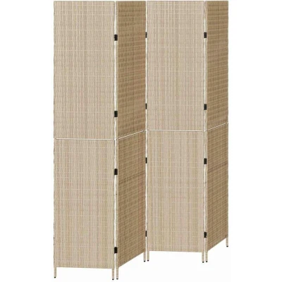 Image of vidaXL Room Divider 4 Panels Foldable Beige 196x200 cm Poly Rattan