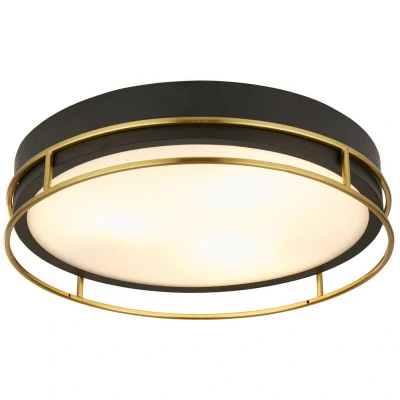 Image of Searchlight Phoenix ceiling light, Ø 40 cm, black / brass, IP44