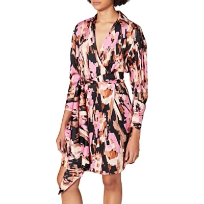 Image of Just Cavalli Women&#039;s Abito a Maniche lunghe con Stampa leopardata Casual Dress, Natural, 12