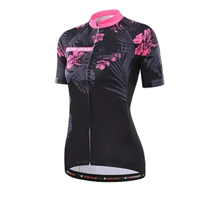 Image of Women&#039;s Short Sleeve Breathable Cycling Jersey, Quick Dry Biking Shirt Cycle Tops Racing Bicycle Clothes, 0004, XL