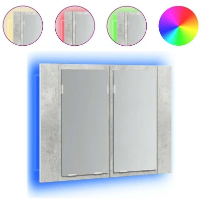 Image of vidaXL LED Bathroom Mirror Cabinet Concrete Grey 60x12x45 cm Acrylic