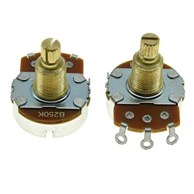 Image of 2 Pack Full Size Alpha Guitar Bass Pots Potentiometer with 19.5mm Brass Shaft Linear Pot B250K