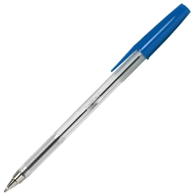 Image of indigo BLUE Ball point Pens. Quality Stick Biro Pens for Home School Office. 0.7mm Medium Encased Nib (50)