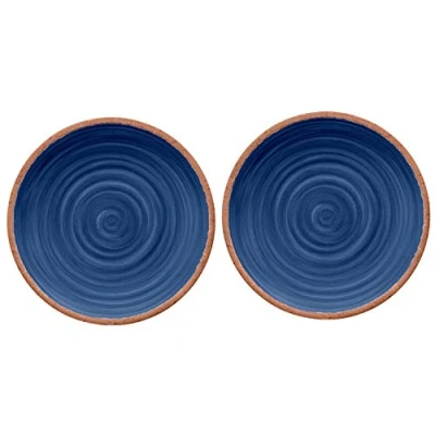 Image of Rustic Swirl Indigo Melamine Dinner Plate Set (2)