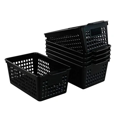 Image of Bblina 6 pack Black Plastic Baskets, Small Storage Basket