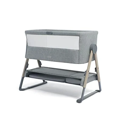Image of Mamas &amp; Papas Lua Bedside Crib, Removable Bassinet, Drop down Sides, includes Mattress, 0 6 Months, Grey