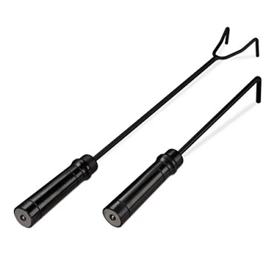 Image of Relaxdays Fire Poker, 2X Set, Hooks for Fireplace, Stove, Grill and Bowl, Handle, Winter, Steel, Ash Scraper, Black, 51 x 3 4 cm