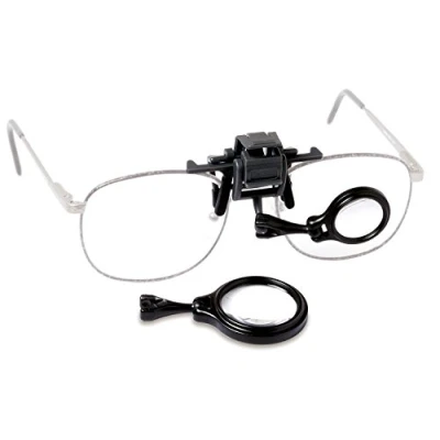 Image of Carson OL 57 OcuLens Hands Free Clip On 5x and 8x Eyeglass Magnifier Set, Grey
