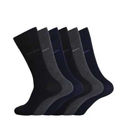 Image of BOSS Hugo Men&#039;s Socks Business Allround RS SP 50274157 6 Pairs, Blue, grey melange, black (962), 47 50