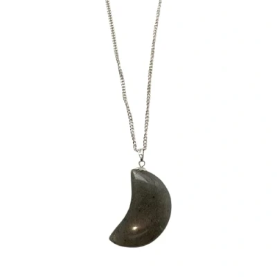 Image of VIE Crescent Shaped Pendant, 4x2cm, Grey Aventurine