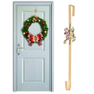 Image of Fashionikon Gold Crystal Christmas Wreath Door Hanger Metal Hook Decoration 38cm 15&quot; Seasonal Decor (Diamond Xmas Santa Claus Gold)