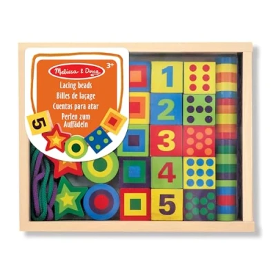 Image of Melissa &amp; Doug Lacing Beads Developmental Toy Problem Solving 3+ Gift for Boy or Girl