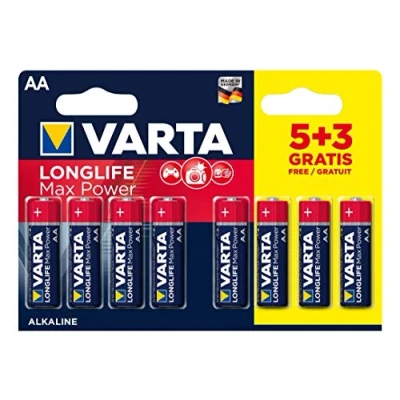 Image of Varta 4706101428 Longlife Max Power (Max Tech) Alkaline Battery, AA LR6 Style, Pack of 5 + 3 Batteries Design may vary, Savings pack, Promotional
