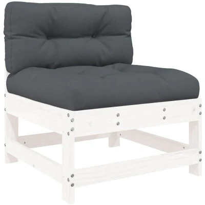 Image of vidaXL Middle Sofa with Cushions White Solid Wood Pine