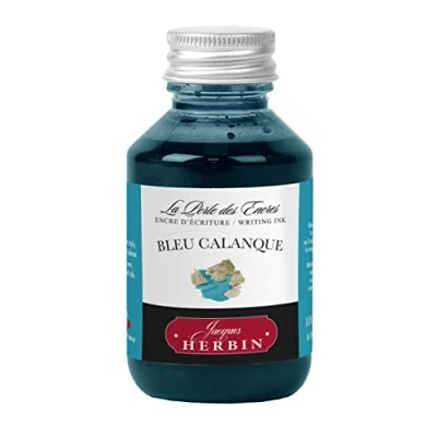 Image of Jacques Herbin 17014T Flacon d&#039;encre à écrire 100ml Stylo Plumes, stylos Roller Bleu Calanque