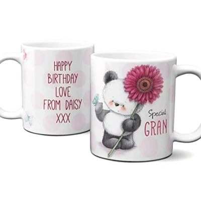 Image of Cute Teddy Bear Gran Mug, Personalised mug for Gran, cup gift present Mothers Day, Birthday Add Your own Message.