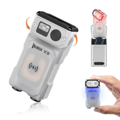 Image of WUBEN X3 Mini Torch with Rechargeable Charging Box 180 Degree EDC Keychain Twist Ip65 Waterproof Magnet Pocket 10 Mode Type C Lanyard for Camping, Outdoor, Inspection, Gift