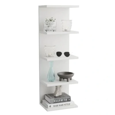 Image of ComfortCove Wall Shelf Bookcase, Mounted Unit, Units, Floating Shelves, Storage Organizer Shelves for Bedroom, Living Room, Bathroom, Kitchen, Office, 5 shelf, White