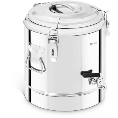 Image of Royal Catering Stainless Steel Insulated Beverage Dispenser Thermos Container Drain Tap 12L RCTP 12ET (Thermal Storage Up to 12 Hrs, Steel)