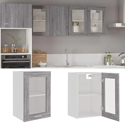 Image of Revera Hanging Glass Cabinet Grey Sonoma 40x31x60 cm Engineered Wood