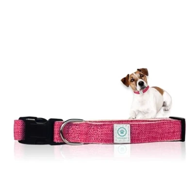 Image of Voyager Hemp Dog Collar, Pink Made with Premium, Strong Material Comfortable &amp; Secure Fit, Stylish Durable Ensuring Pet’s Safety Well being Medium, 35 50cm