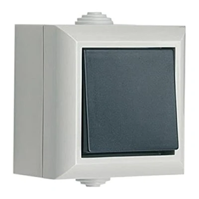 Image of SMJ Electrical EP1G2B IP54 13A 1G 2W Switch, Black/Grey