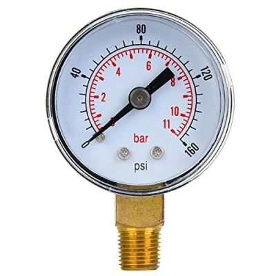 Image of Mechanical Pressure Gauge, 1/8 inch BSPT Gauge for Air Oil and Water(0 160psi,0 11bar)