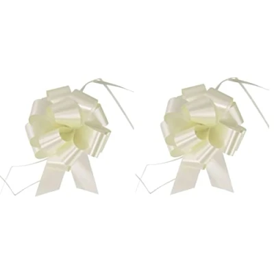 Image of indigo Pack of 2 Large 50mm Ivory Pull Bows Christmas, Valentines, Weddings, Gifts Venue Decorations Ribbons